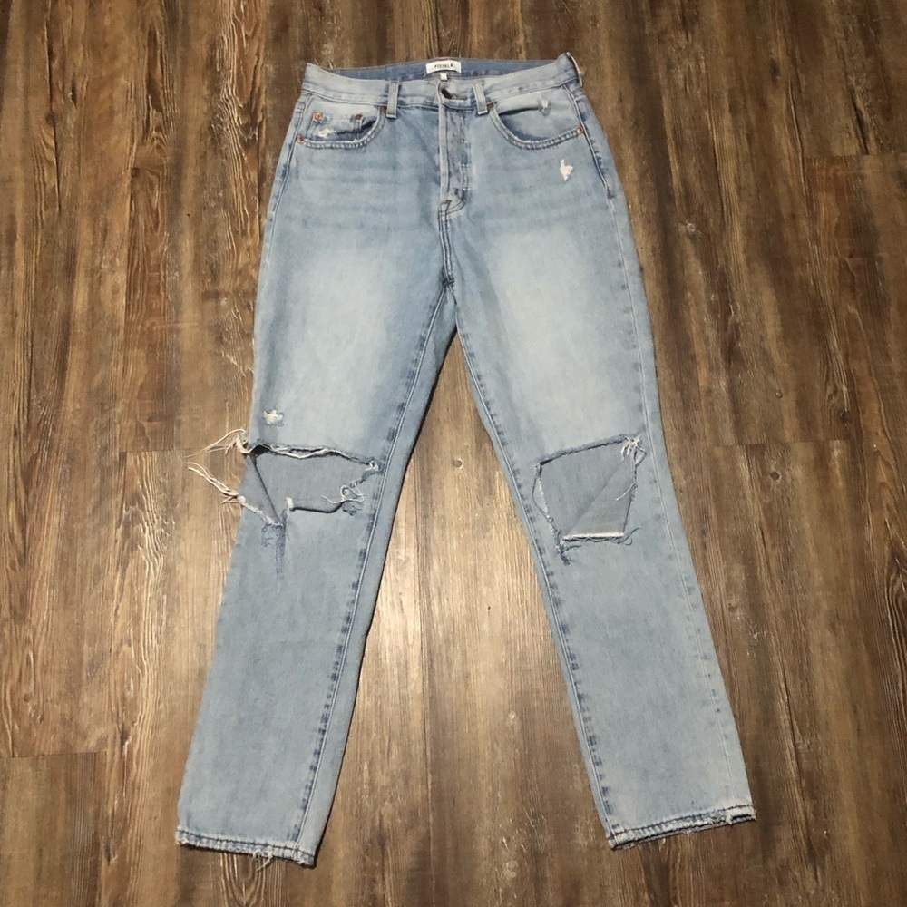 Pistola Jeans Women's 27 Keaton High Rise Slim Straight Leg Distressed Denim
